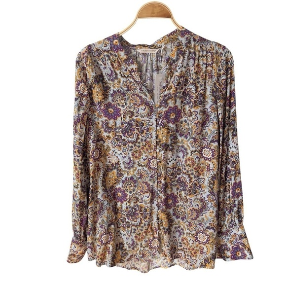 Soft Surroundings Tops - Soft Surroundings Women’s Sz L Metallic Floral Paisley Blouse Shirt Top Gold NWT